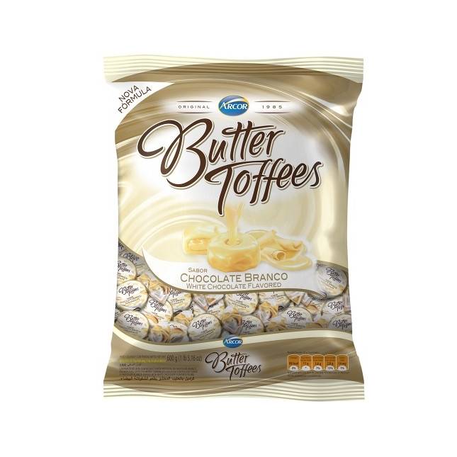 BALA BUTTER TOFFEES CHOCOLATE BRANCO 600G